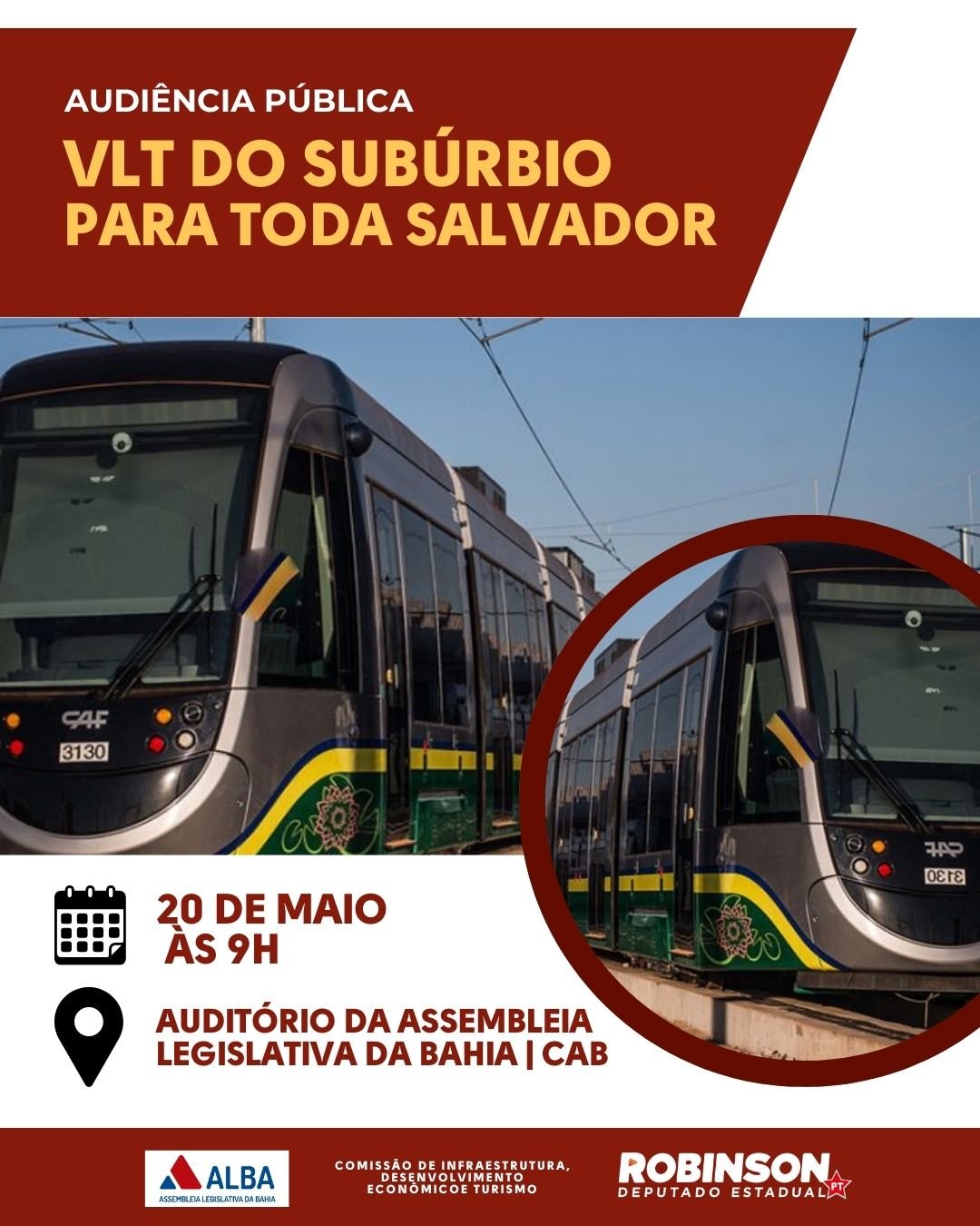 Audiência pública do VLT do subúrbio acontecerá no próximo dia (20)