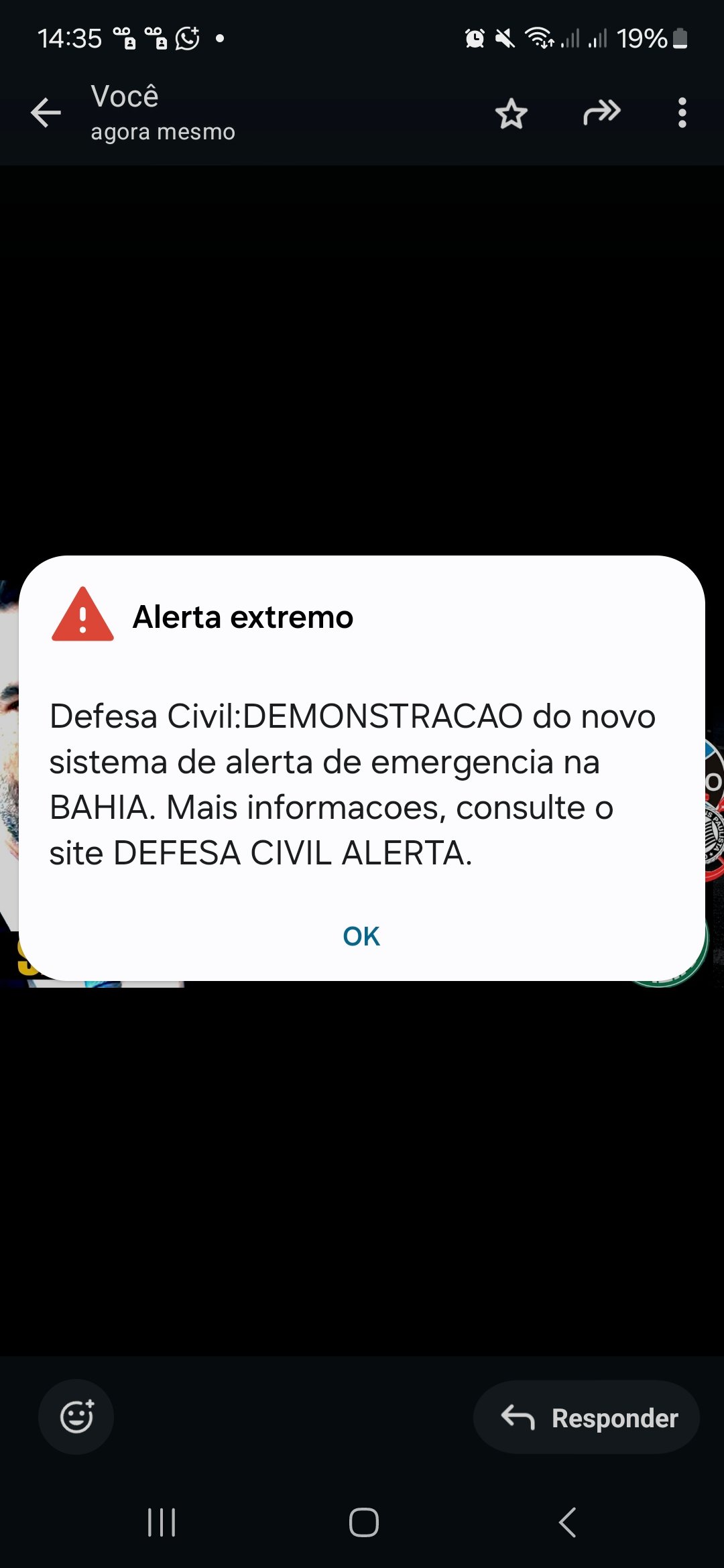 Alerta nos aparelhos da Defesa Civil