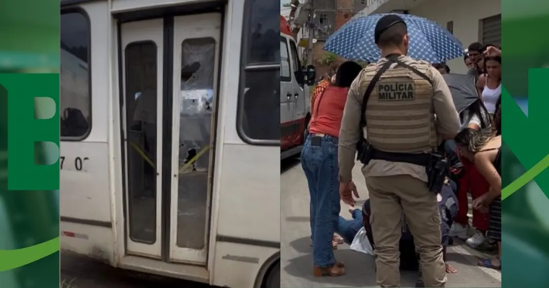 Estudante cai de micro-ônibus em movimento no centro da cidade de Ipiaú