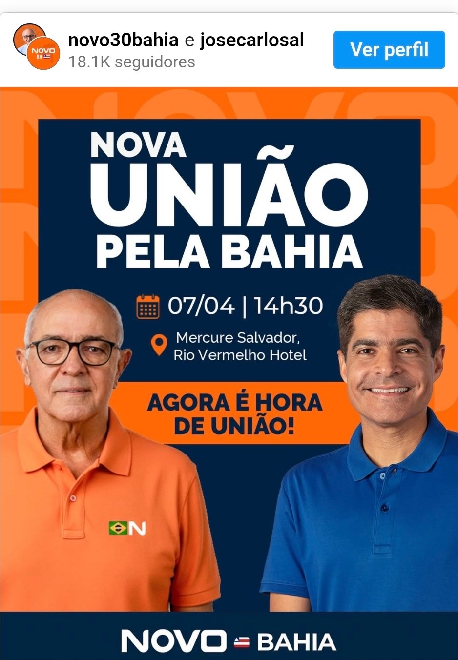 Aleluia desiste de candidatura ao governo da Bahia e declara apoio a ACM Neto