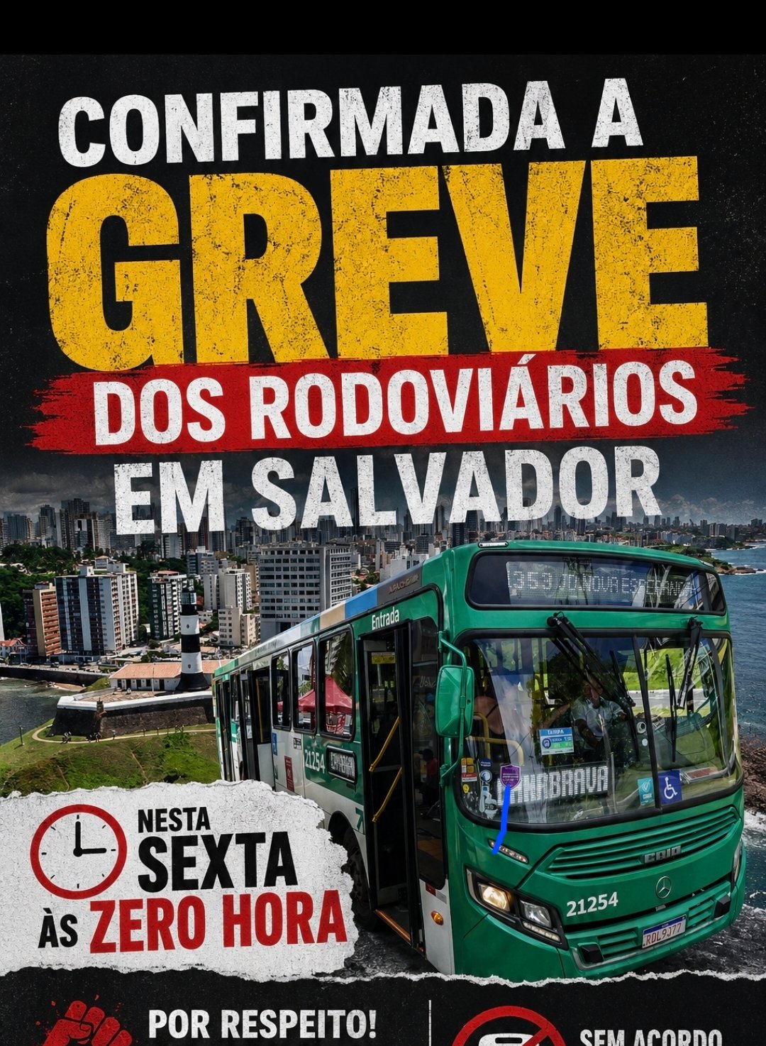 Confirmado a Greve dos Rodoviários de Salvador nesta sexta às 00h