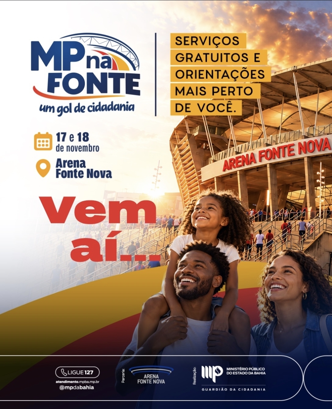 MPBA oferecerá exames de DNA, emissão de identidade e vacinação na Arena Fonte Nova