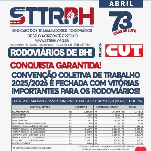 Resultado da campanha salarial de MG 2025/2026.