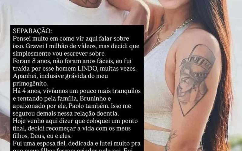 Esposa de ex-Bahia anuncia separação após traição e revela agressões