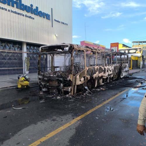 Ônibus foi destruído pelo fogo na Rua direta do Uruguai, Assista