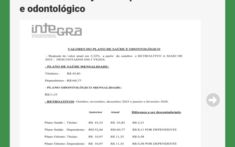 A Ottrans divulga os reajustes do Plano de saúde