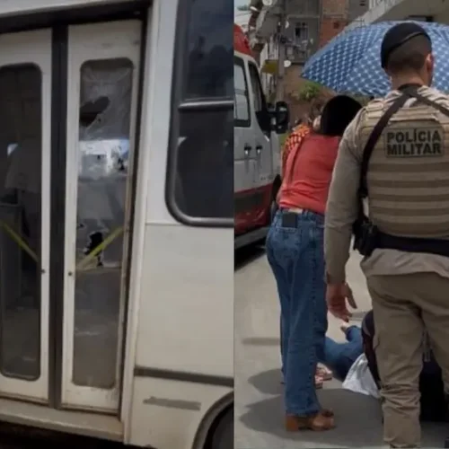 Estudante cai de micro-ônibus em movimento no centro da cidade de Ipiaú
