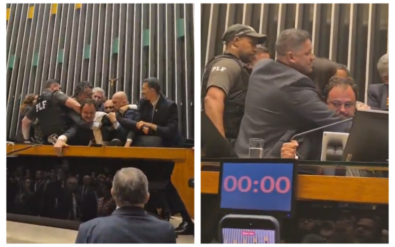 Em protesto, Glauber Braga ocupa Mesa da Câmara, mas é retirado à força por policiais