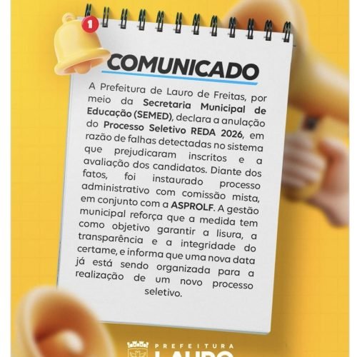 Prefeitura de Lauro de Freitas anula seleção REDA na educação e gera revolta