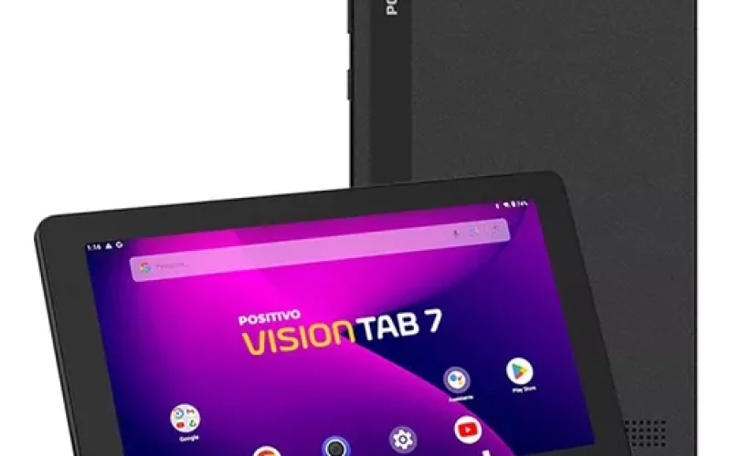 Tablet Positivo Vision TAB 7 – Processador Octa-Core 3GB RAM 64GB Armazenamento, Tela 7” IPS, Bateria 3100mAh, Android 14 Go, Wi-fi – Preto