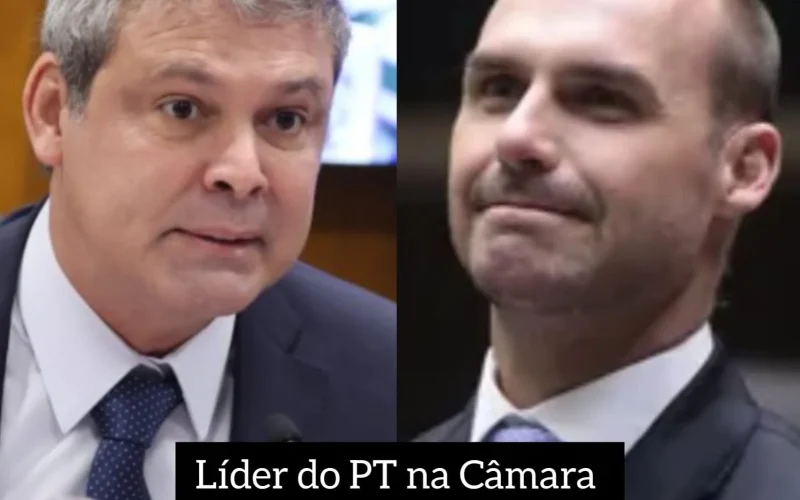 Líder do PT na Câmara pede prisão de Eduardo Bolsonaro por ameaça a Moraes