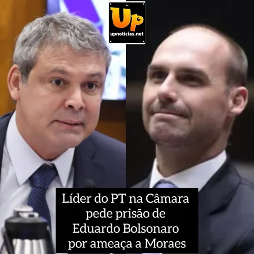 Líder do PT na Câmara pede prisão de Eduardo Bolsonaro por ameaça a Moraes