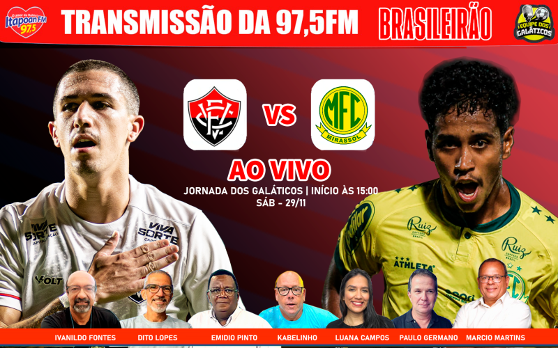 Vitória x Mirassol: onde assistir, horário e prováveis escalações do confronto da 36ª rodada do Brasileirão